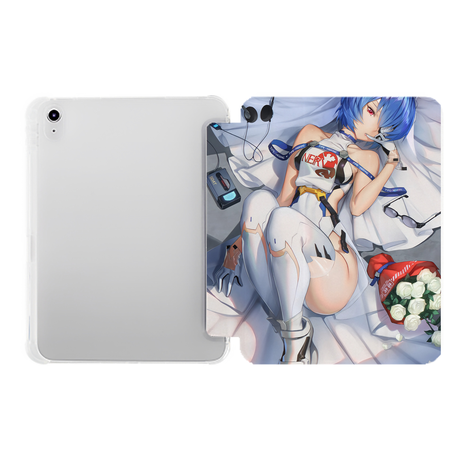 （画像用） EVA 新世紀エヴァンゲリオン IPad ケース ペン収納付き 三つ折りスタンド PUレザー×シリコン 対応機種9.5/10.5/10.9インチ